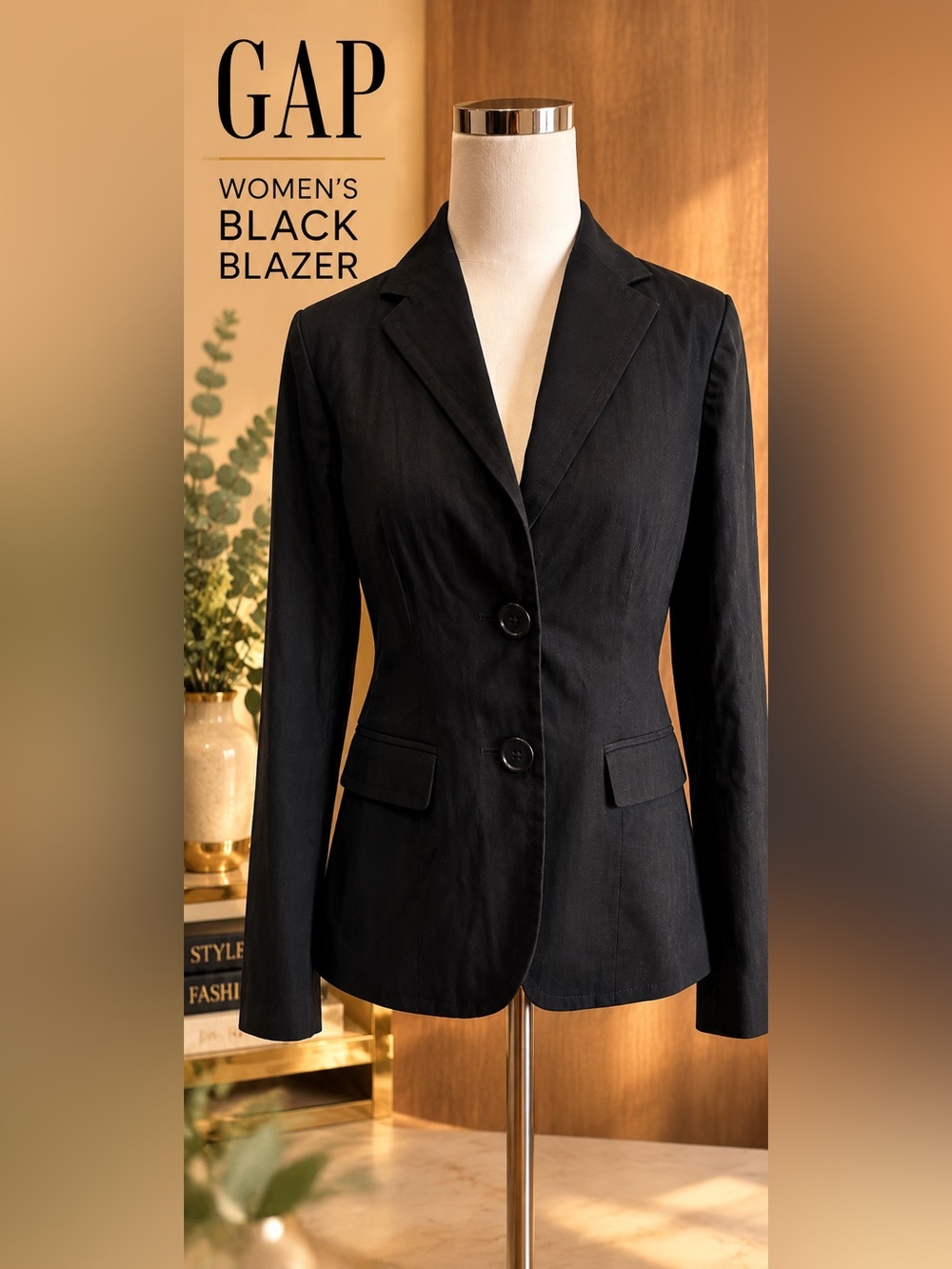 GAP Women’s Black Two Button Blazer Timeless Capsule Wardrobe